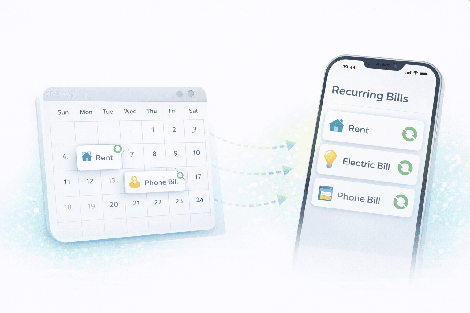 Stitch recurring bills calendar screenshot